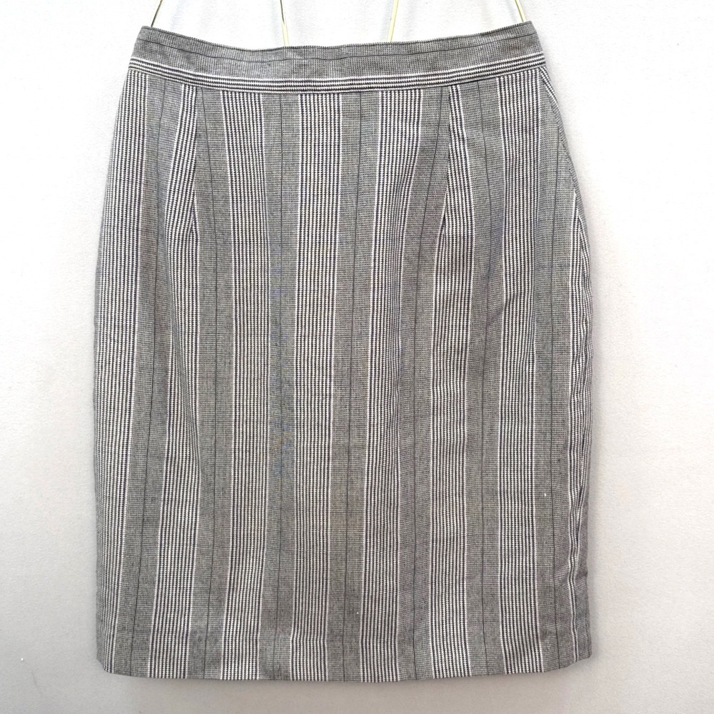 Brass Plum Nordstrom Vintage Striped Pencil Skirt Black White Size 9